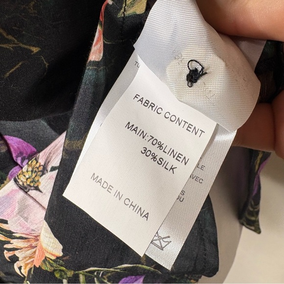 Aqua Blu Australia Tempest Vivien Top Floral Button Down Black Small Linen Silk - Picture 10 of 10